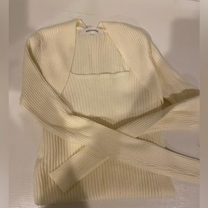 Creame ribbed long sleeve tank